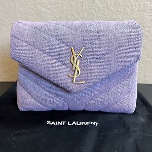 LOULOU TOY STRAP BAG IN MATELASSÉ "Y" DENIM CANVAS